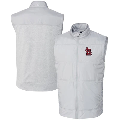 Men's Cutter & Buck  Gray St. Louis Cardinals Stealth Hybrid Quilted Windbreaker Full-Zip Vest
