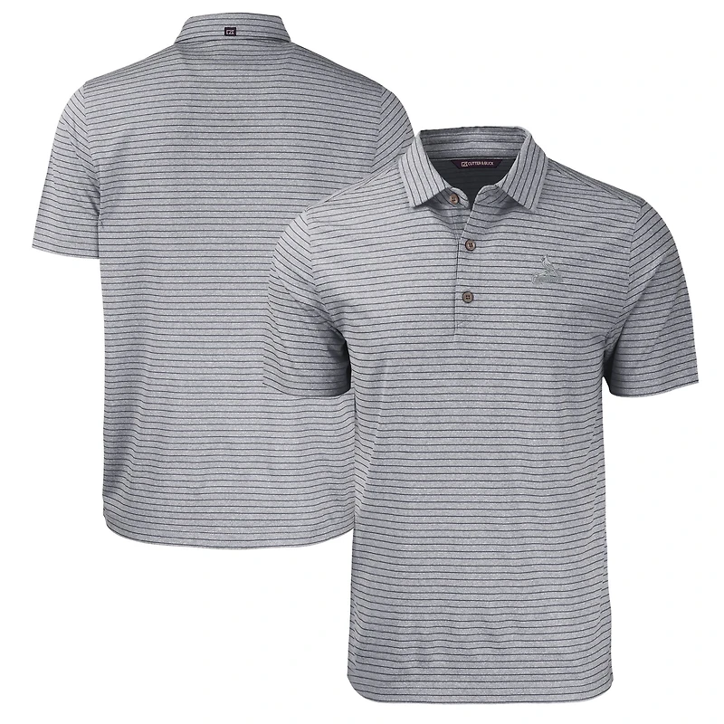 Men's Cutter & Buck Heather Charcoal St. Louis Cardinals Big Tall Forge Eco Stripe Stretch Recycled Polo
