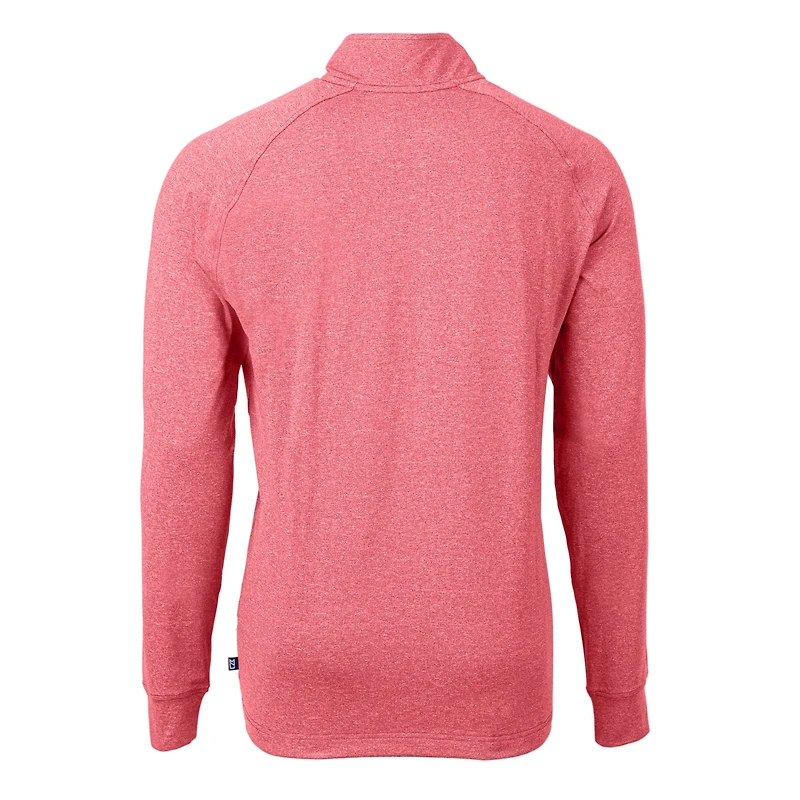 Men's Cutter & Buck Heather Red St. Louis Cardinals Adapt Eco Knit Stretch Recycled Quarter-Zip Pullover Top