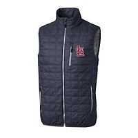 Gilet matelassé zippé Rainier pour homme, bleu marine chiné, de la marque Cutter & Buck, des Cardinals Saint-Louis, taille grande et
