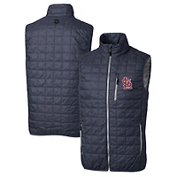 Gilet matelassé zippé Rainier pour homme, bleu marine chiné, de la marque Cutter & Buck, des Cardinals Saint-Louis, taille grande et