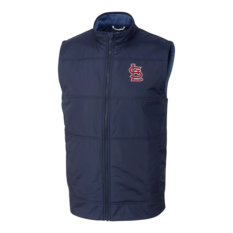 Gilet coupe-vent matelassé hybride Stealth pour homme, bleu marine, avec fermeture éclair intégrale, des Cardinals de Saint-Louis, grande taille