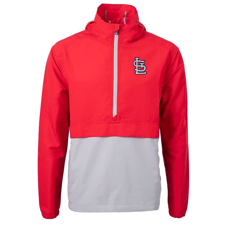 Anorak demi-zippé en tissu recyclé Charter Eco pour homme, rouge/gris, Cutter & Buck, des Cardinals de Saint-Louis