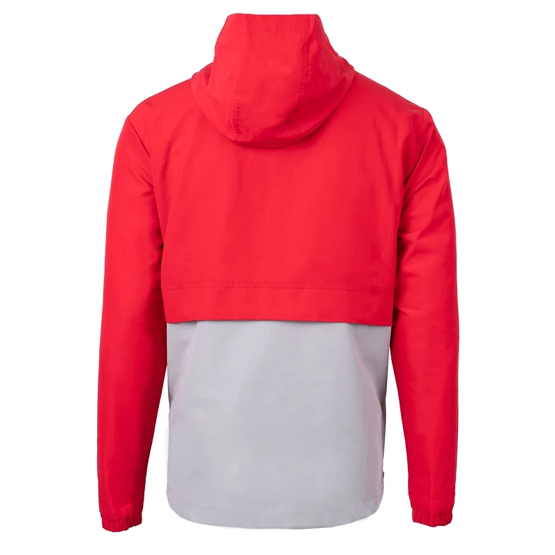 Anorak demi-zippé en tissu recyclé Charter Eco pour homme, rouge/gris, Cutter & Buck, des Cardinals de Saint-Louis