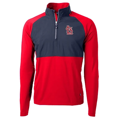 Men's Cutter & Buck Red/Navy St. Louis Cardinals Adapt Eco Knit Hybrid Recycled Quarter-Zip Pullover Jacket