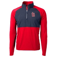 Men's Cutter & Buck Red/Navy St. Louis Cardinals Adapt Eco Knit Hybrid Recycled Quarter-Zip Pullover Jacket