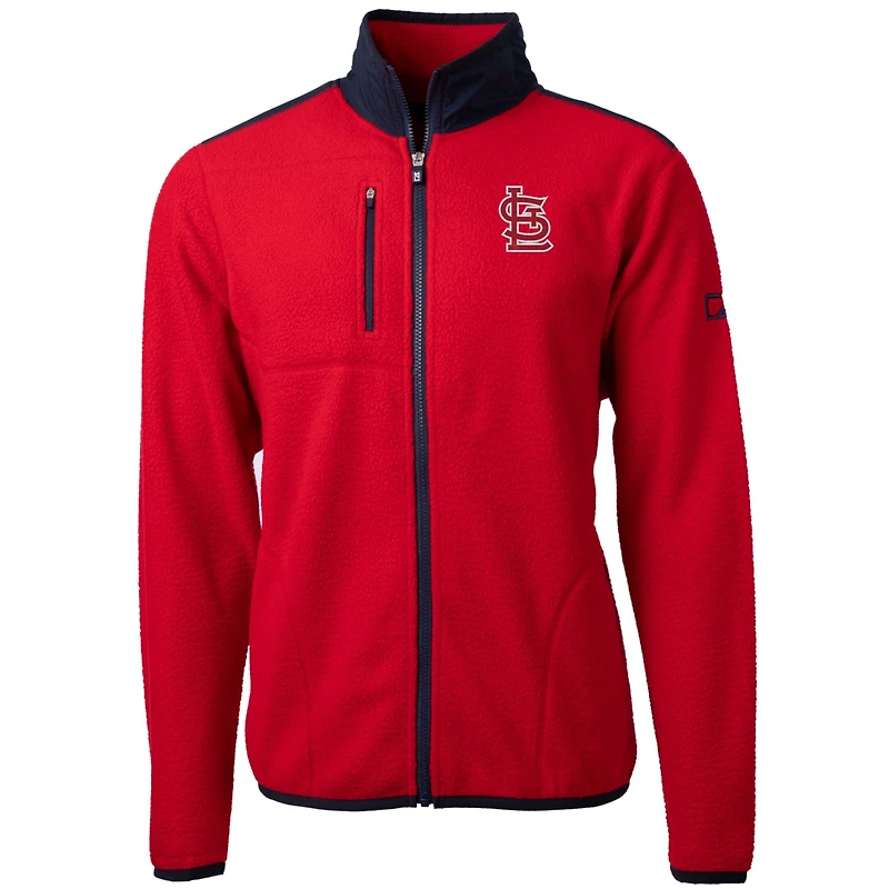 Veste polaire entièrement zippée Cascade Eco Sherpa pour homme, modèle Cutter & Buck, rouge, des Cardinals de Saint-Louis, grande taille
