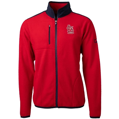 Veste polaire entièrement zippée Cascade Eco Sherpa pour homme, modèle Cutter & Buck, rouge, des Cardinals de Saint-Louis, grande taille