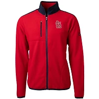 Veste polaire entièrement zippée Cascade Eco Sherpa pour homme, modèle Cutter & Buck, rouge, des Cardinals de Saint-Louis, grande taille