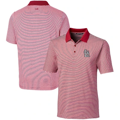 Men's Cutter & Buck  Red St. Louis Cardinals Forge Tonal Stripe Stretch Polo