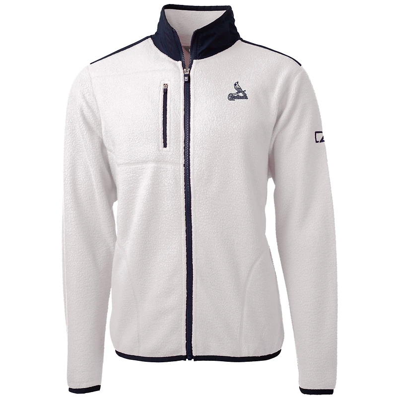 Veste polaire entièrement zippée Cascade Eco Sherpa pour homme, blanche, de coupe Cutter & Buck, des Cardinals Saint-Louis, grande taille