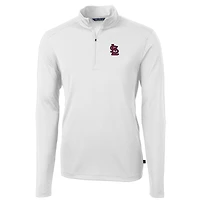 Veste Virtue Eco Pique blanche à quart de zip pour homme, coupe Cutter & Buck, des Cardinals Saint-Louis, grande taille
