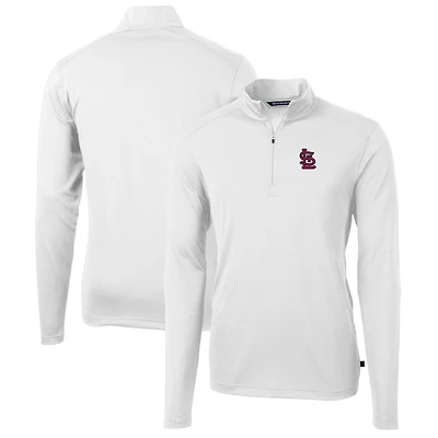 Veste Virtue Eco Pique blanche à quart de zip pour homme, coupe Cutter & Buck, des Cardinals Saint-Louis, grande taille