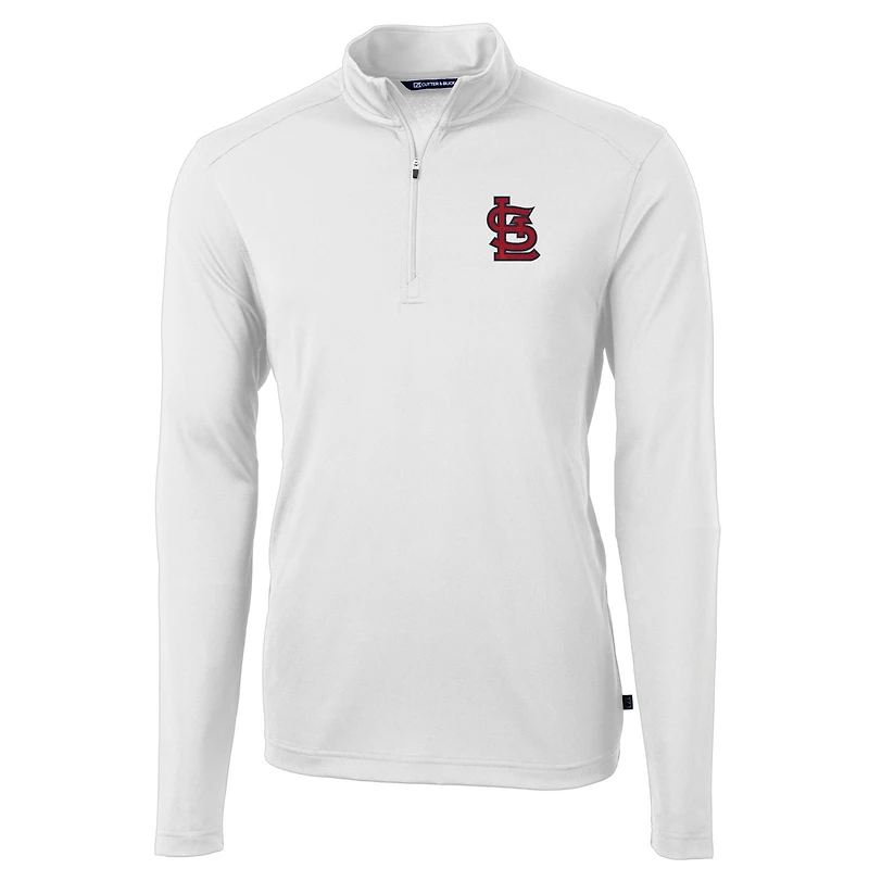 Men's Cutter & Buck White St. Louis Cardinals Virtue Eco Pique Recycled Quarter-Zip Pullover Top