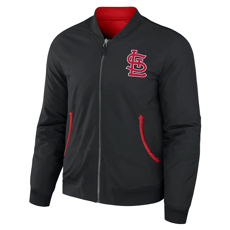 Collection Darius Rucker pour hommes par Fanatics Blouson aviateur réversible entièrement zippé noir/rouge St. Louis Cardinals