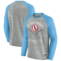 Men's Darius Rucker Collection by Fanatics  Heather Gray St. Louis Cardinals Raw Edge Raglan Long Sleeve Baseball T-Shirt