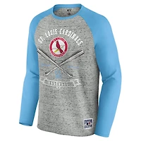 Men's Darius Rucker Collection by Fanatics  Heather Gray St. Louis Cardinals Raw Edge Raglan Long Sleeve Baseball T-Shirt