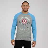 Men's Darius Rucker Collection by Fanatics  Heather Gray St. Louis Cardinals Raw Edge Raglan Long Sleeve Baseball T-Shirt