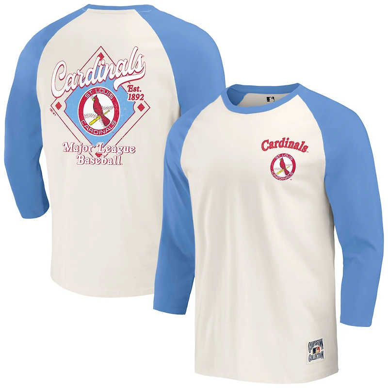 Collection Darius Rucker pour hommes par Fanatics Bleu clair/Blanc St. Louis Cardinals Cooperstown T-shirt raglan à manches 3/4