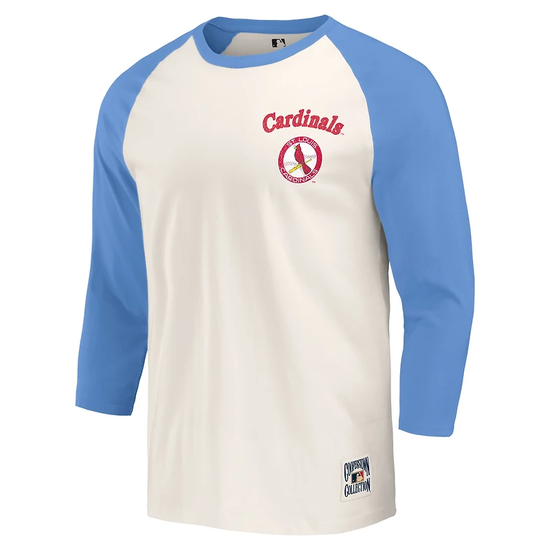 Men's Darius Rucker Collection by Fanatics Light Blue/White St. Louis Cardinals Cooperstown Raglan 3/4-Sleeve T-Shirt