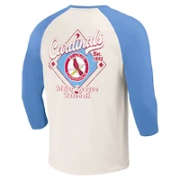 Men's Darius Rucker Collection by Fanatics Light Blue/White St. Louis Cardinals Cooperstown Raglan 3/4-Sleeve T-Shirt
