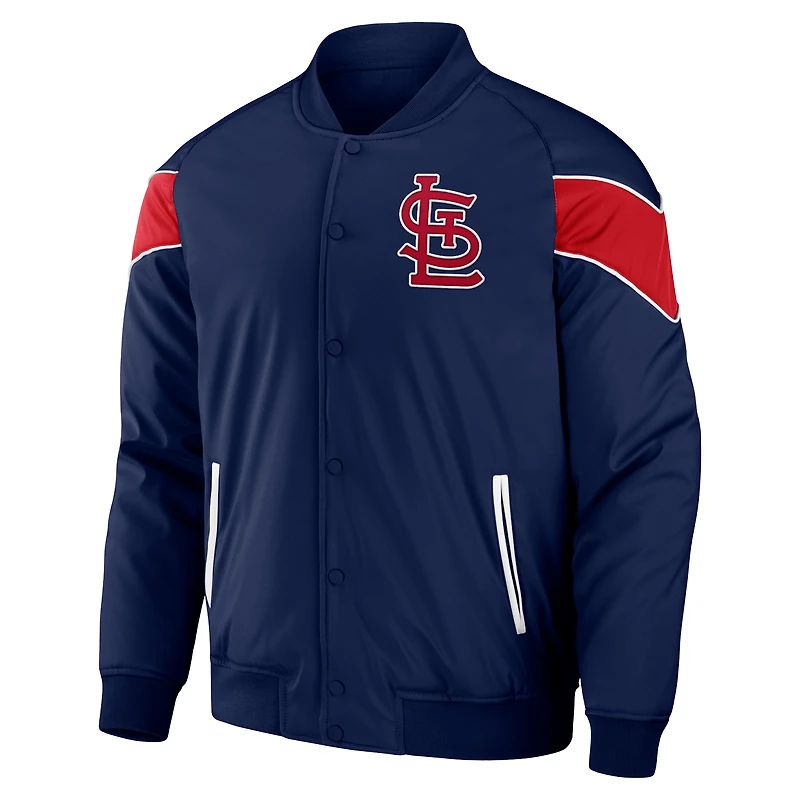 Collection Darius Rucker pour hommes par Fanatics - Veste de baseball raglan à bouton-pression bleu marine St. Louis Cardinals