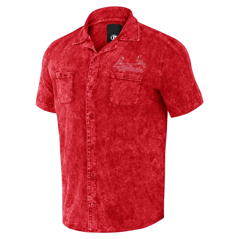 Men's Darius Rucker Collection by Fanatics Red St. Louis Cardinals Denim Team Color Button-Up Shirt