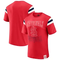 Men's Darius Rucker Collection by Fanatics Red St. Louis Cardinals Distressed Sleeve Stripe T-Shirt