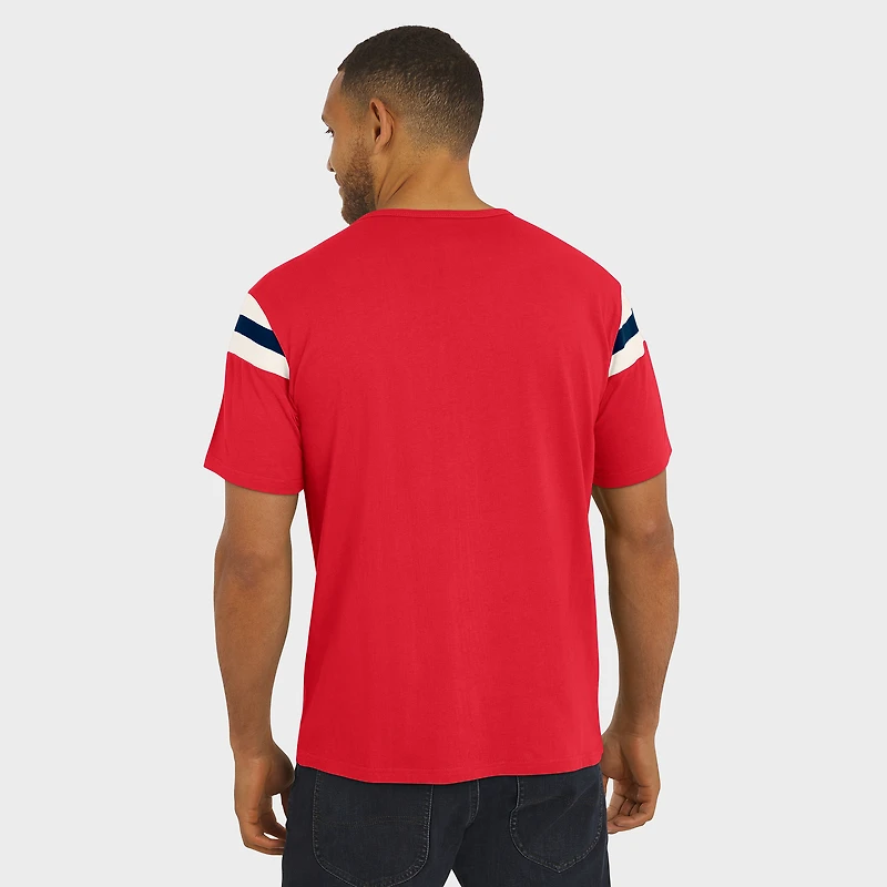 Men's Darius Rucker Collection by Fanatics Red St. Louis Cardinals Distressed Sleeve Stripe T-Shirt