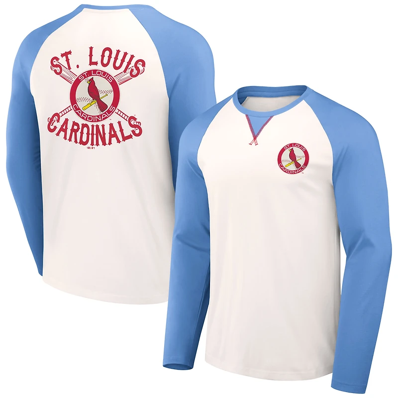 Men's Darius Rucker Collection by Fanatics  White/Light Blue St. Louis Cardinals Team Color Raglan T-Shirt