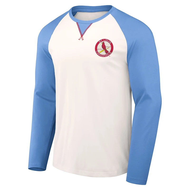 Men's Darius Rucker Collection by Fanatics  White/Light Blue St. Louis Cardinals Team Color Raglan T-Shirt
