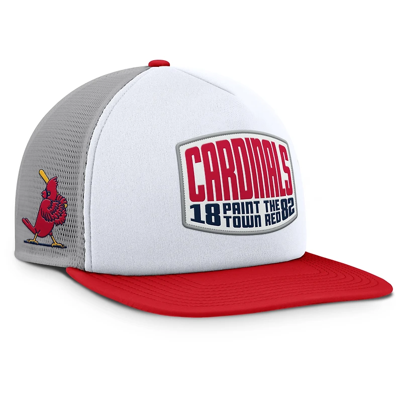 Men's Fanatics Gray/White St. Louis Cardinals Cranked Foam Front Patch Trucker Adjustable Hat