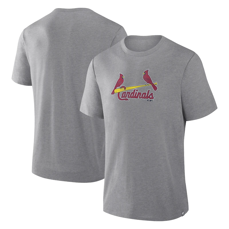 Men's Fanatics Heather Gray St. Louis Cardinals Play Tribute Tri-Blend T-Shirt