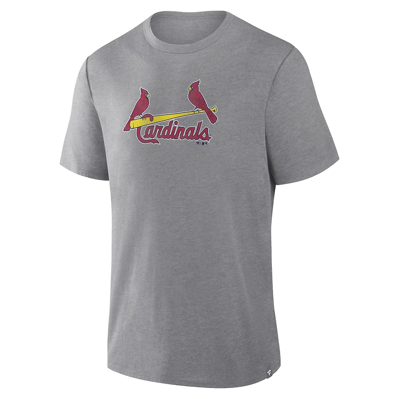 Men's Fanatics Heather Gray St. Louis Cardinals Play Tribute Tri-Blend T-Shirt