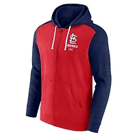 Sweat à capuche entièrement zippé Fanatics pour hommes rouge chiné/bleu marine chiné St. Louis Cardinals Blown Away