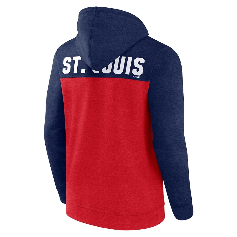 Sweat à capuche entièrement zippé Fanatics pour hommes rouge chiné/bleu marine chiné St. Louis Cardinals Blown Away