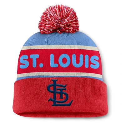 Bonnet en tricot à revers bleu clair avec pompon pour homme Fanatics St. Louis Cardinals Heritage