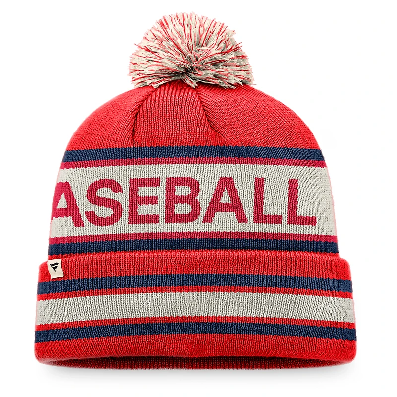 Men's Fanatics Red/Natural St. Louis Cardinals Hometown Slogan Cuffed Knit Hat with Pom
