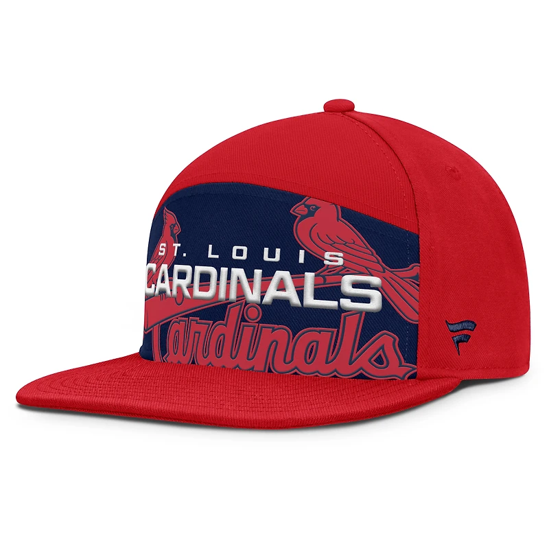 Casquette Snapback Fanatics rouge/bleu marine pour homme St. Louis Cardinals Clubhouse Splitter