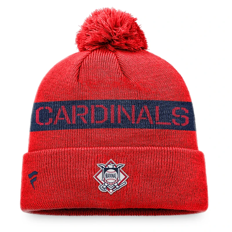 Bonnet en tricot à revers avec logo de la Ligue des Cardinals de St. Louis Fanatics rouge/marine pour hommes avec pompon