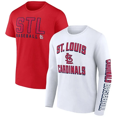 Ensemble de deux t-shirts combo fanatiques pour hommes, rouge/blanc, St. Louis Cardinals