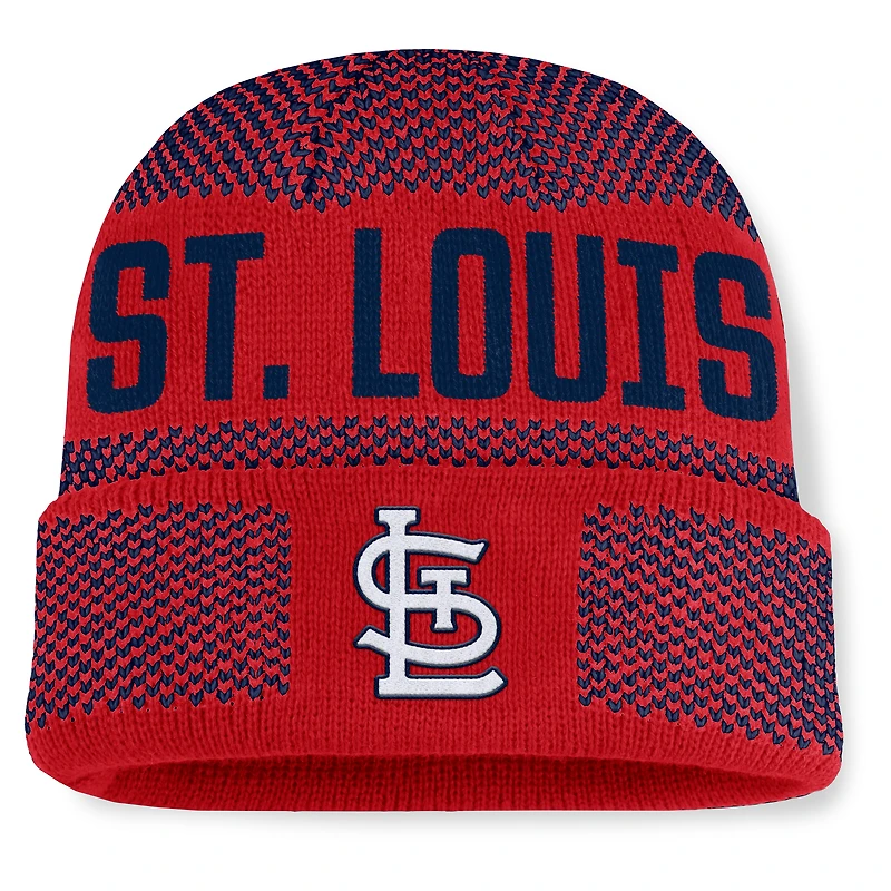 Bonnet en tricot à revers Fanatics rouge pour homme, motif rotation des Cardinals de Saint-Louis