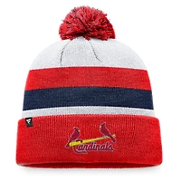 Bonnet en tricot à revers à rayures Fanatics Red St. Louis Cardinals pour hommes avec pompon