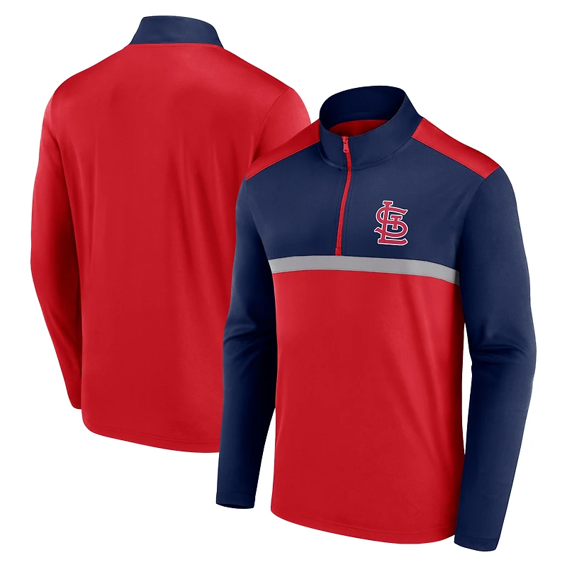 Haut à quart de zip imparable rouge St. Louis Cardinals Fanatics pour hommes