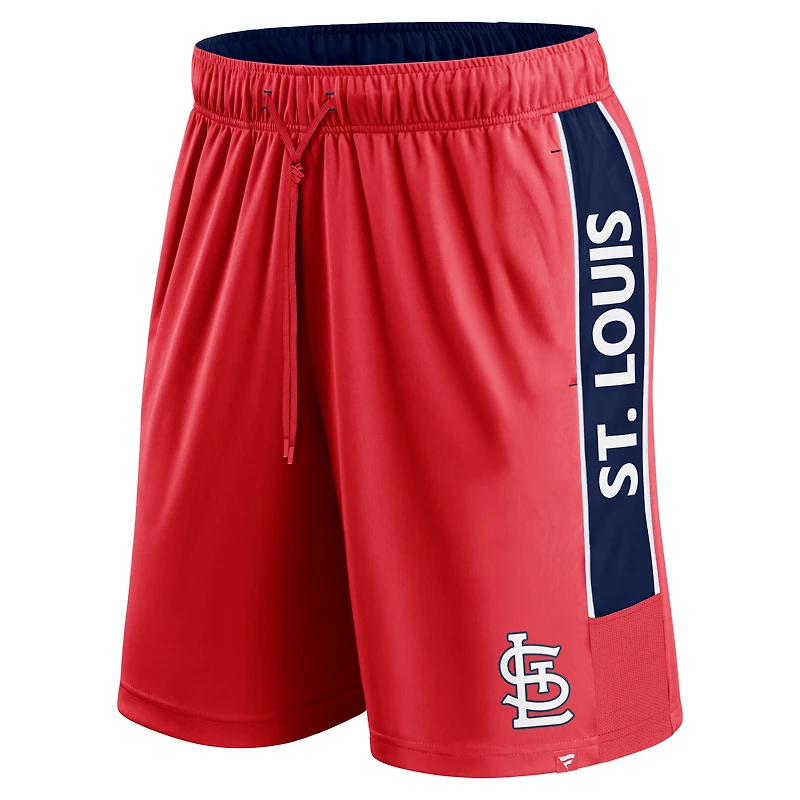Short de défenseur rouge Fanatics pour hommes des Cardinals St. Louis remporte le match