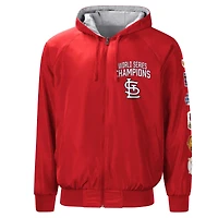 Veste à capuche réversible raglan zippée G-III Sports by Carl Banks rouge/gris chiné St. Louis Cardinals pour gaucher