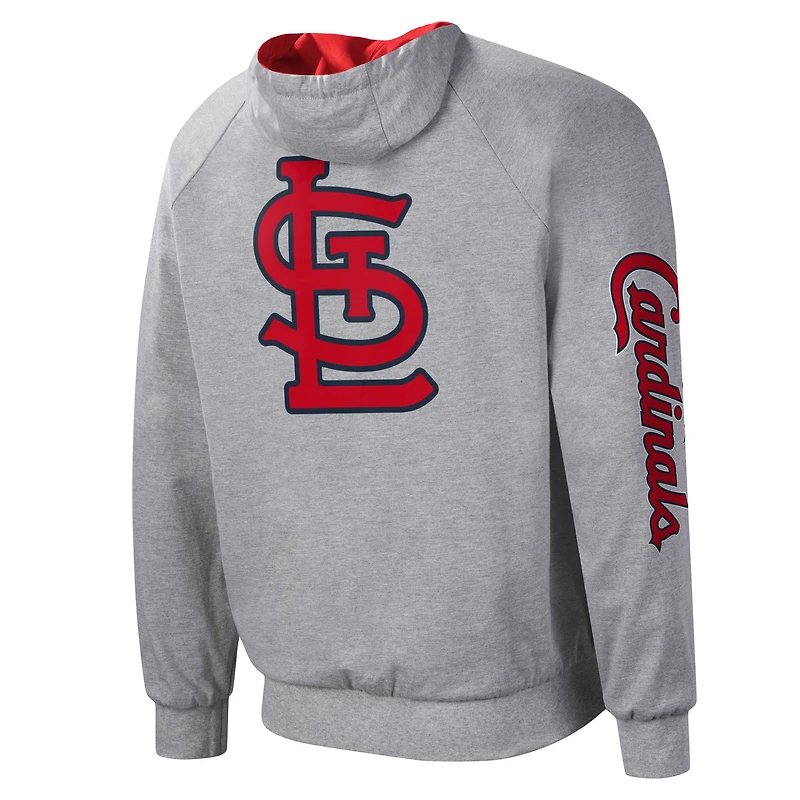 Men's G-III Sports by Carl Banks Red/Heather Gray St. Louis Cardinals Southpaw Reversible Raglan Hoodie Full-Zip Jacket