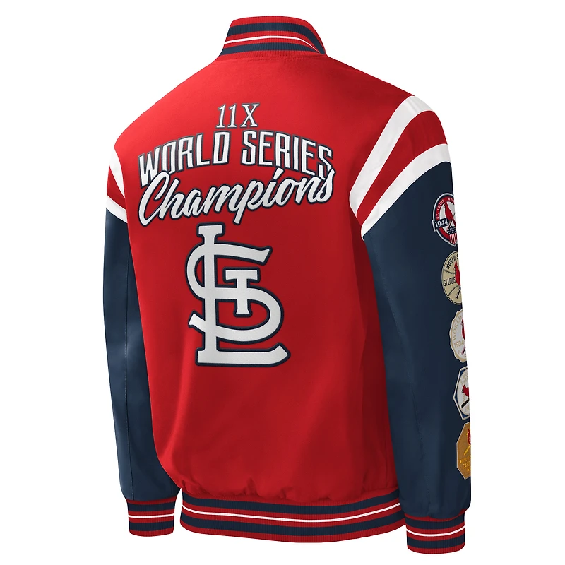 G-III Sports by Carl Banks pour homme Red St. Louis Cardinals Title Holder Full-Snap Varsity Jacket