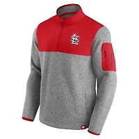 Men's Heathered Gray/Red St. Louis Cardinals Clutch Gene Fleece Half-Zip Jacket