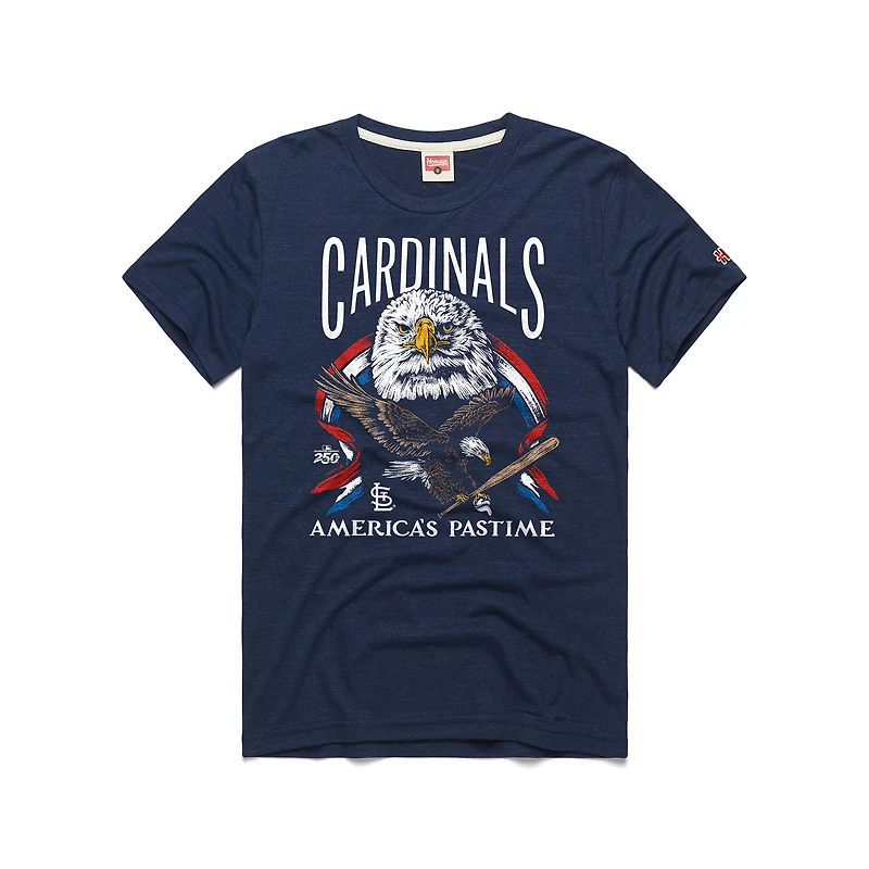Men's Homage  Navy St. Louis Cardinals America's Pastime Tri-Blend T-Shirt